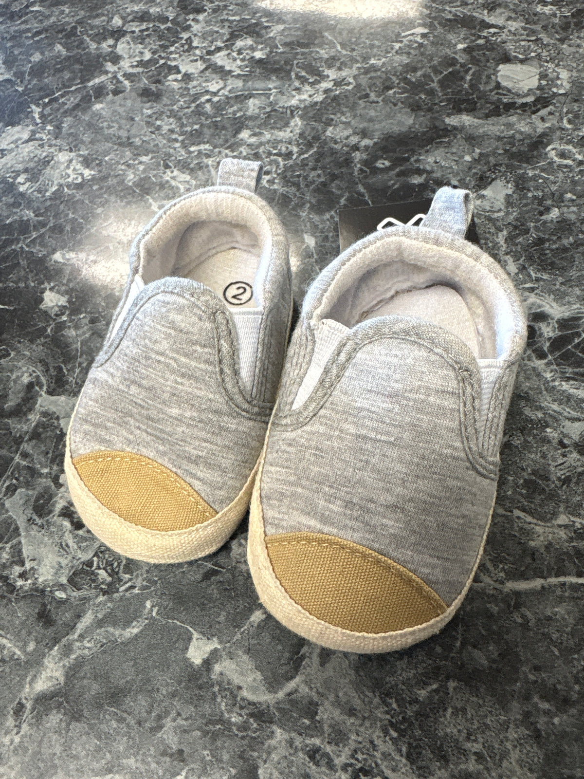 2c Grey Slip On Infant Crib Shoe