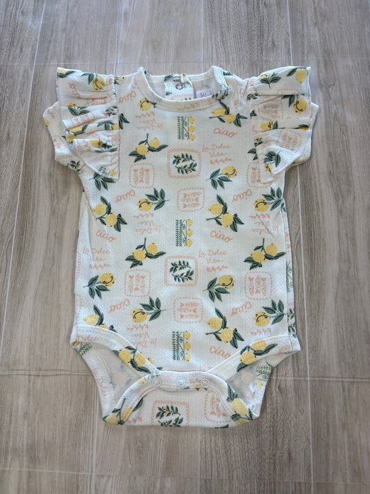 NWT 0-3m Ciao Lemons Ruffle Onesie