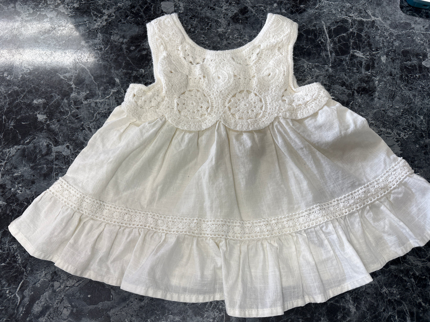 18m White Crochet Tank Dress