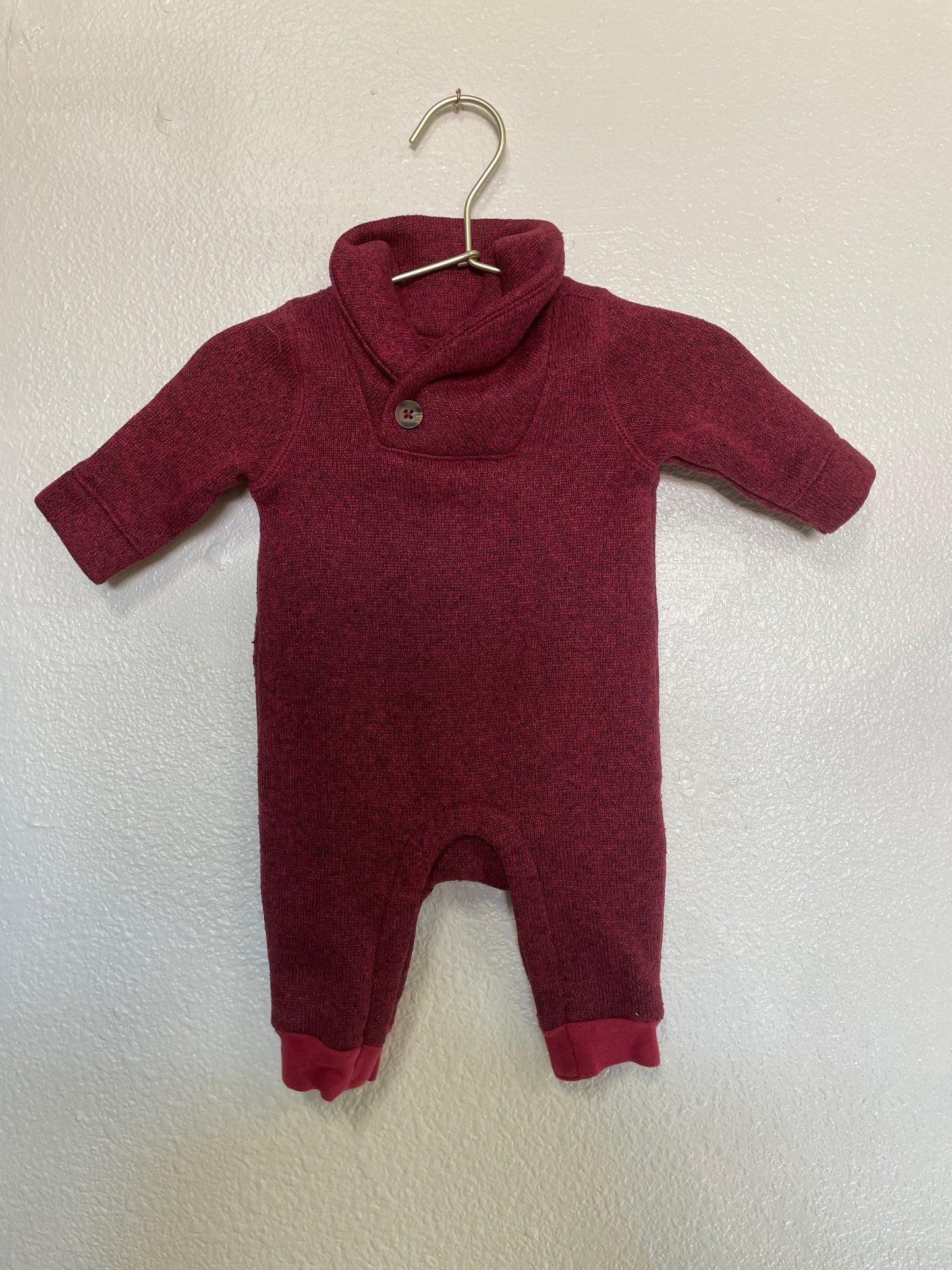 0-3m Red Cowl Neck Sweater Romper