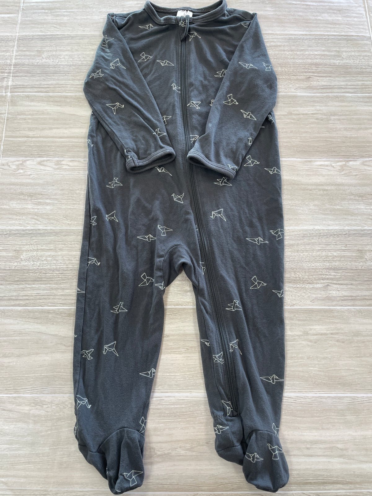 6-9m Charcoal Grey Oragami Footed Pajama