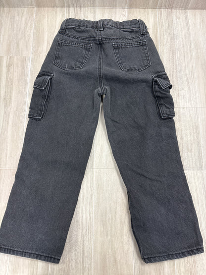 5T Black Barrel Leg Cargo Denim