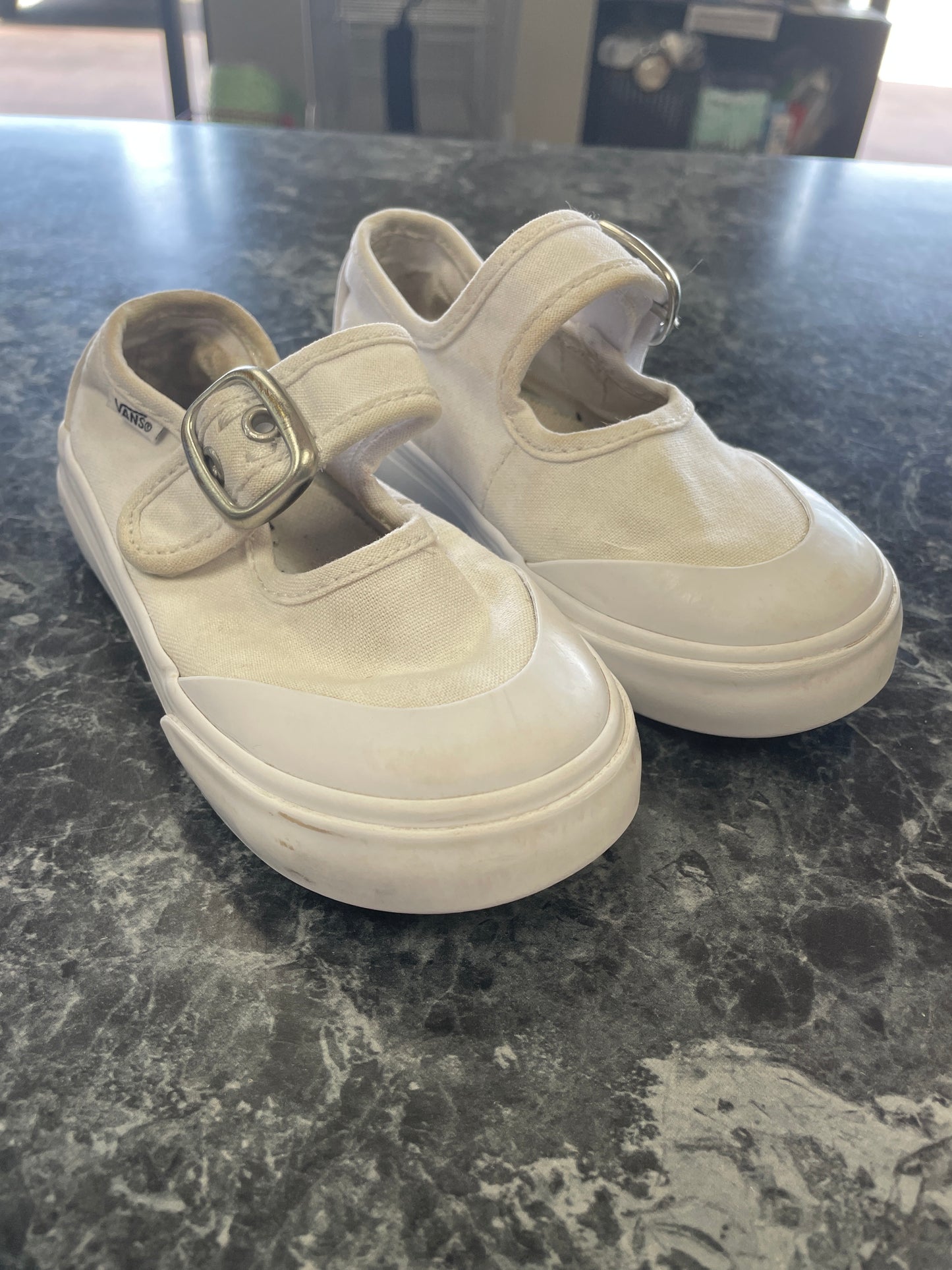 7.5c Vans White Maryjane Shoes - Blemish