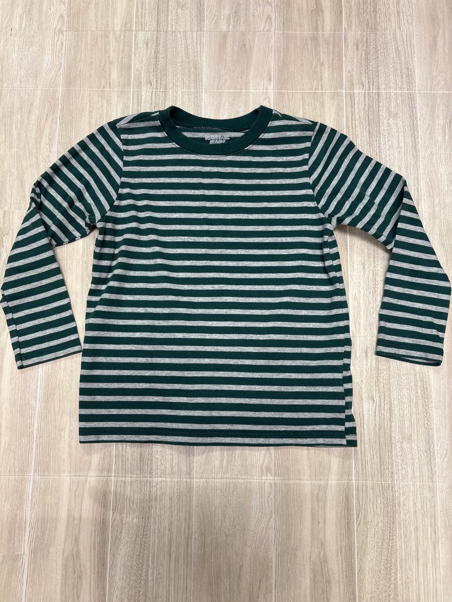 5T Green/Grey Striped Long Sleeve