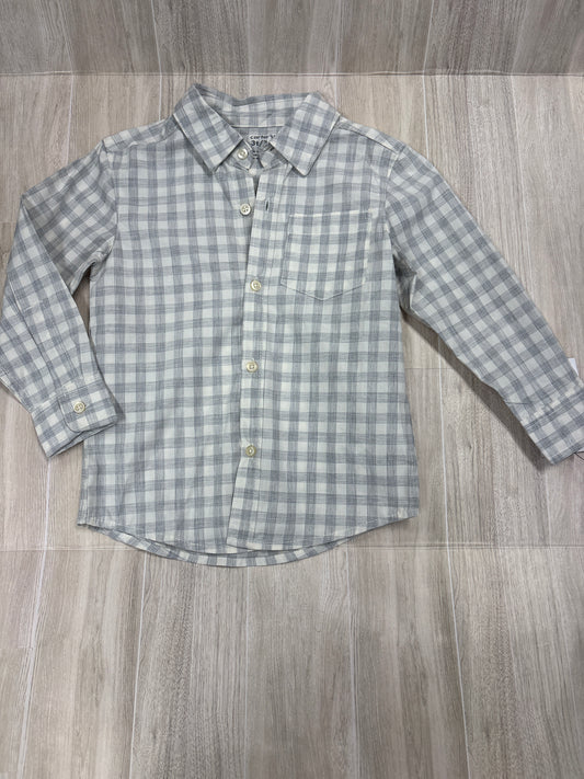 NWT 3T Grey/White Plaid Button Up