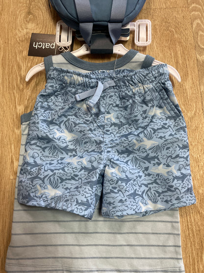 NWT 2T Tommy Bahama Blue Shark Tank/Shorts/Backpack Set