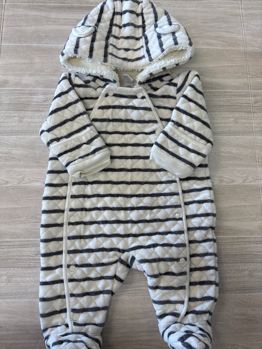 Newborn Nordstrom Cream/Grey Hooded Cozy Suit