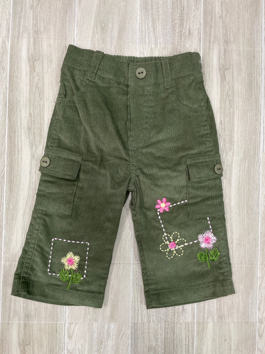 3-6m Green Corded Flower Wide Leg Pants
