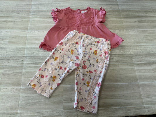 3-6m Laura Ashley Floral Legging + Shirt Set