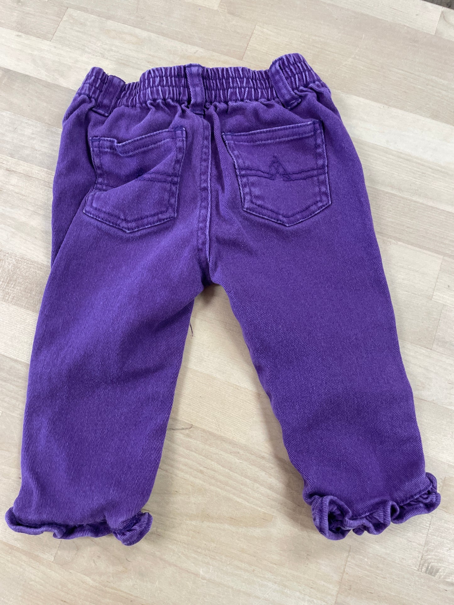 12m Vintage American Living Purple Ruffle Hem Denim Pants