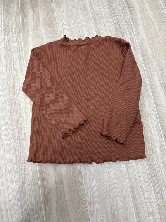 6-9m Zara Brown Long Sleeve Lettuce Hem Shirt