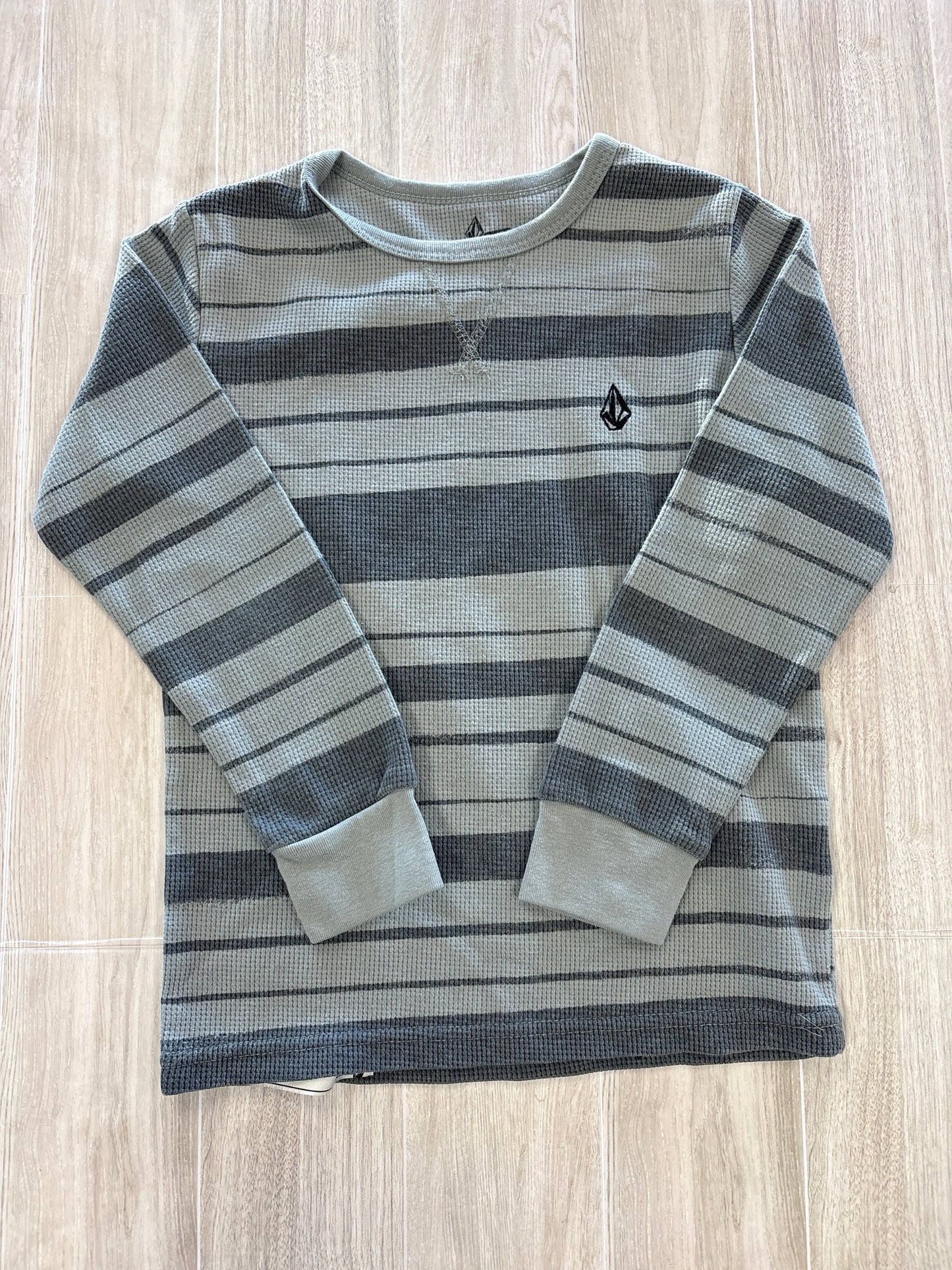 5 Volcom Sage/Grey Striped Waffle Knit Long Sleeve