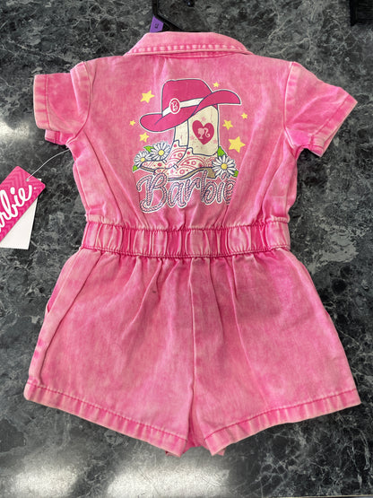 NWT 12m Hot Pink Barbie Denim Romper