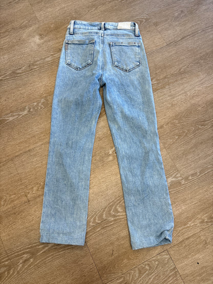 Womens 25 Paige Denim Acid Wash Straight Leg Pants