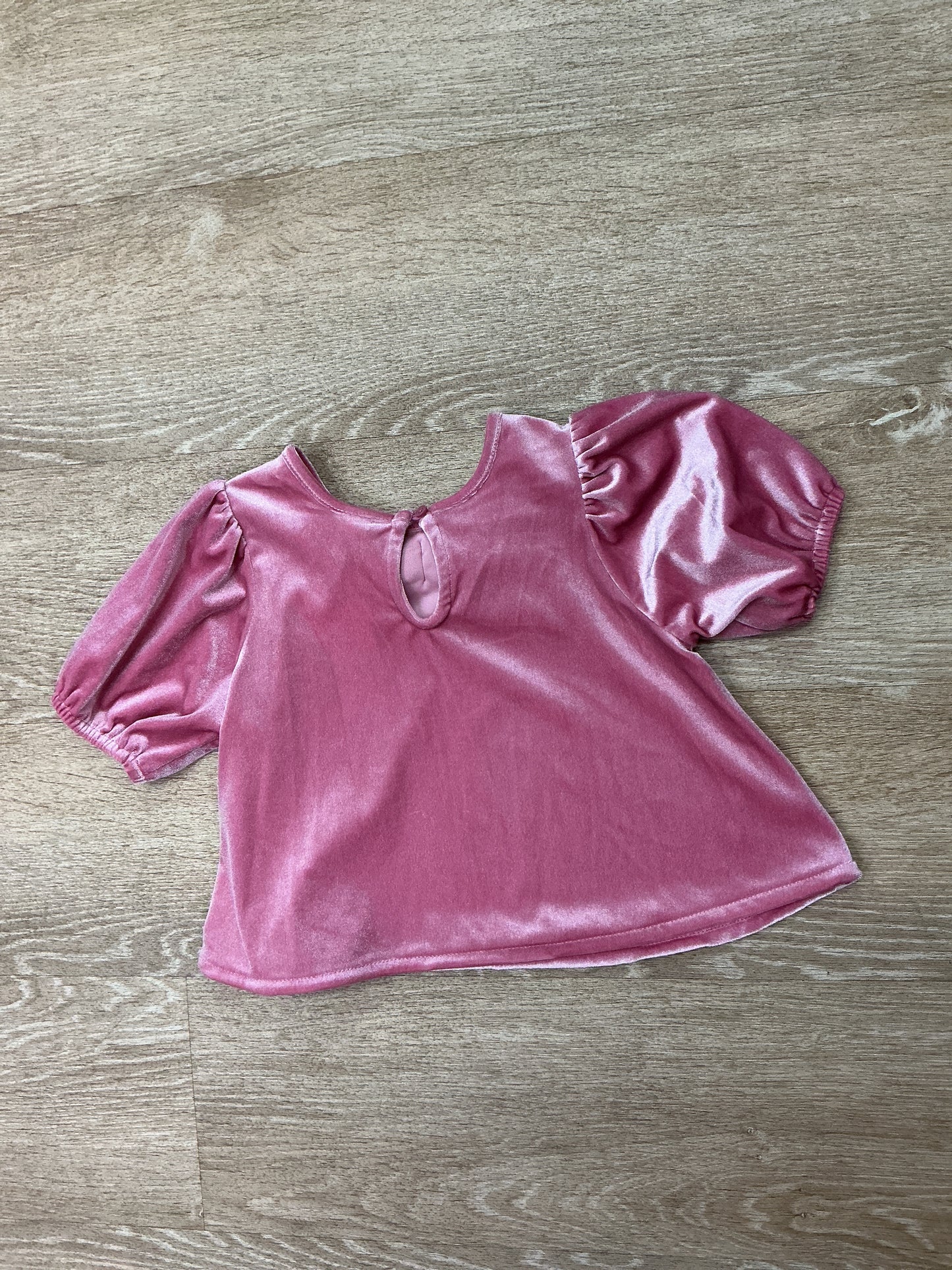 3T Pink Bow Velour Top