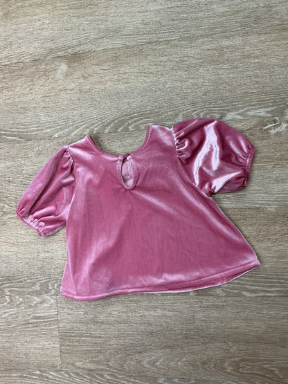 3T Pink Bow Velour Top