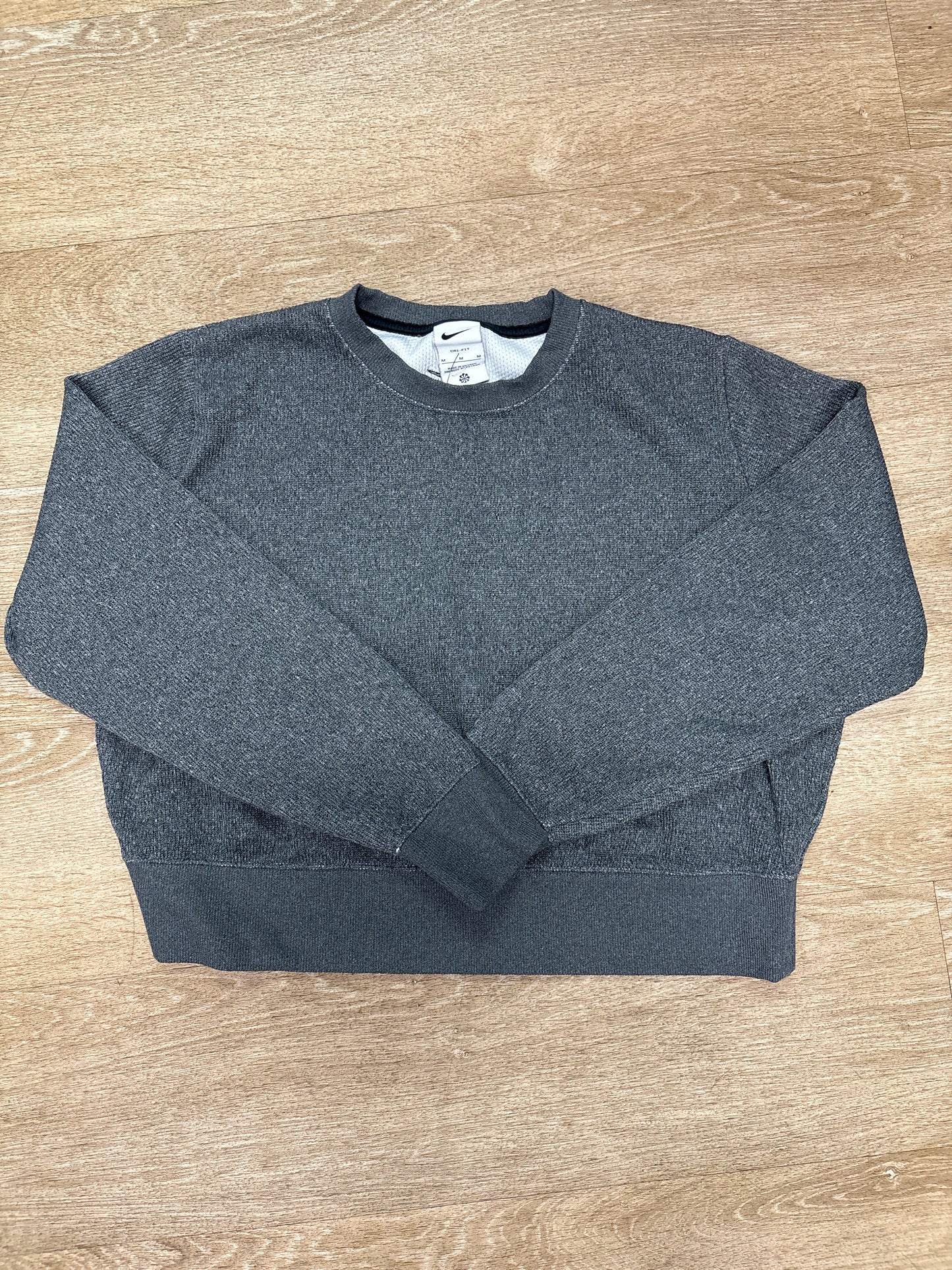 Womens Medium Heathered Grey Knit Nike Crewneck
