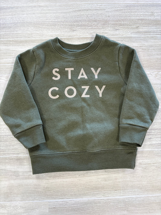6-9m Olive Stay Cozy Crewneck