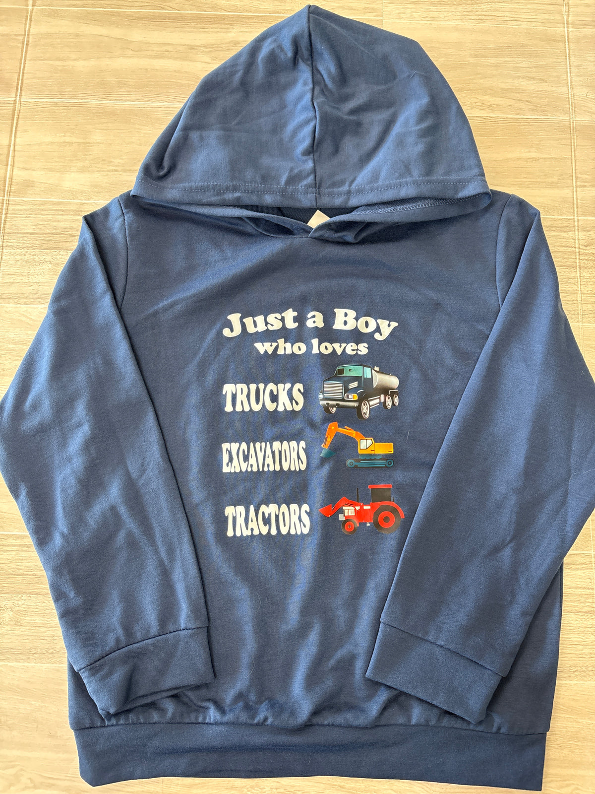 7 Navy Just a Boy Who Loves Trucks Hoodie