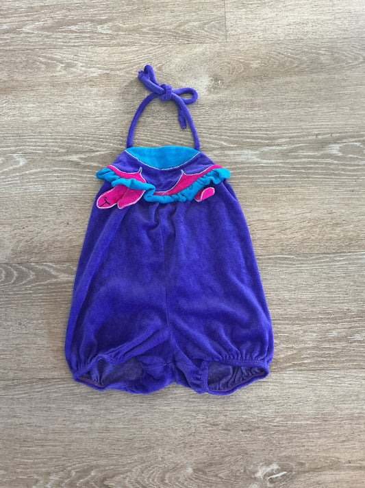 Vintage 9-12m Terry Purple Bubble Romper