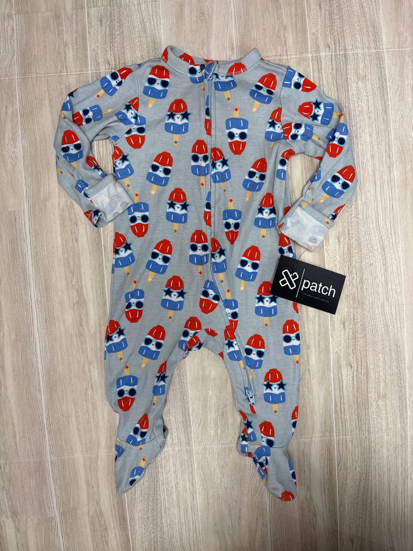 6-9m RWB Patriotic Popsicle Footed Pajama