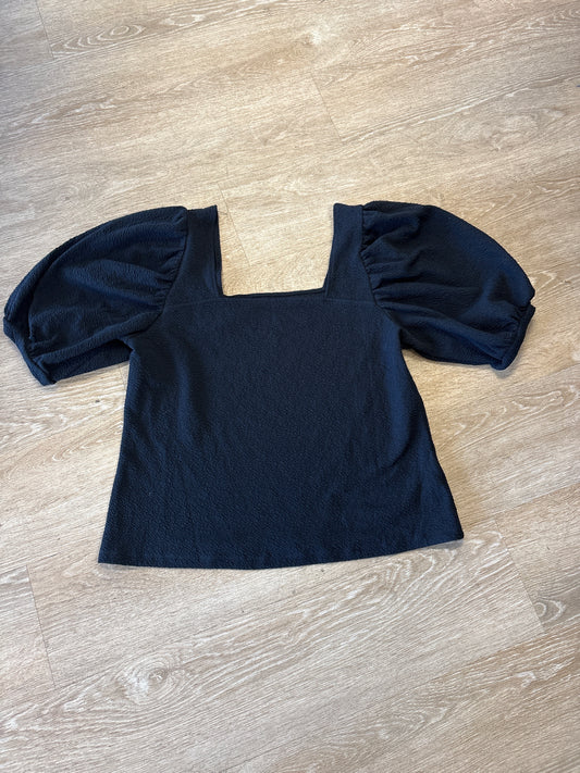 Womens XXLarge Black Puff Sleeve Blouse