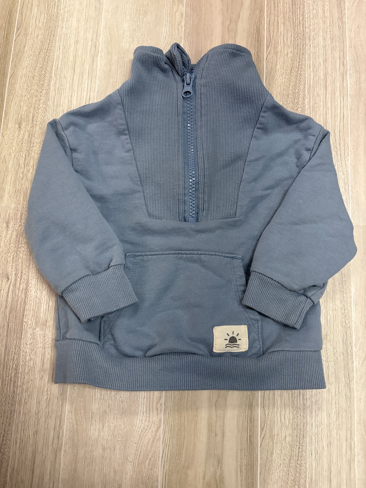 12m Dusty Blue Little Co Quarter Zip Sweater