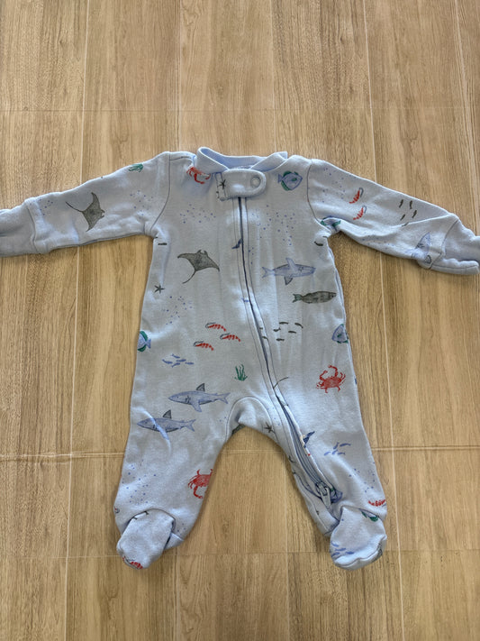 Preemie Blue Underwater Animals Pajama