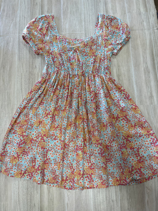 7/8 Roxy Light Blue Floral Cap Sleeve Dress