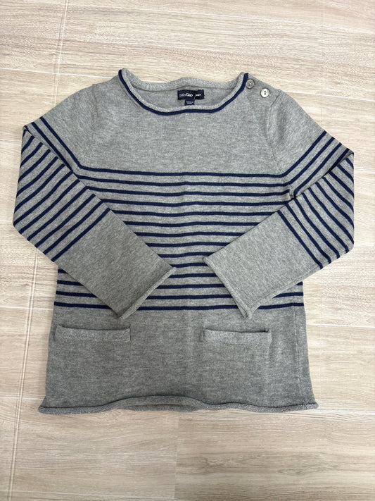 3T GAP Grey/Navy Striped Knit Pocket Long Sleeve