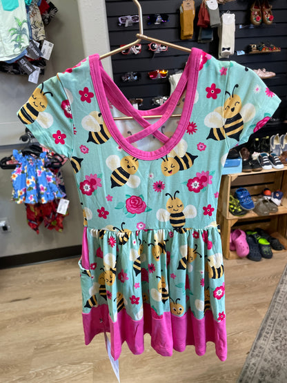 2T Birdie Bean Floral Bees Twirl Dress