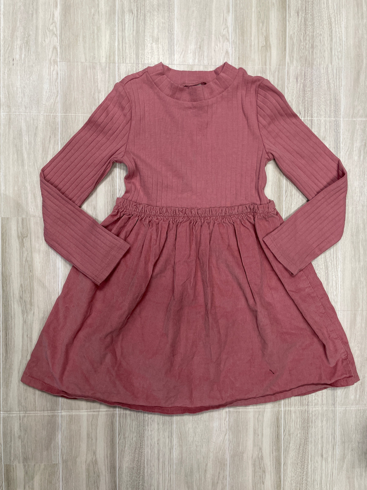 5T OshKosh Mauve Ribbed Corduroy Mock Neck Long Sleeve Dress
