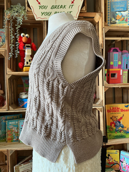 Womens Small Abercrombie & Fitch Cable Knit Vest - Mocha