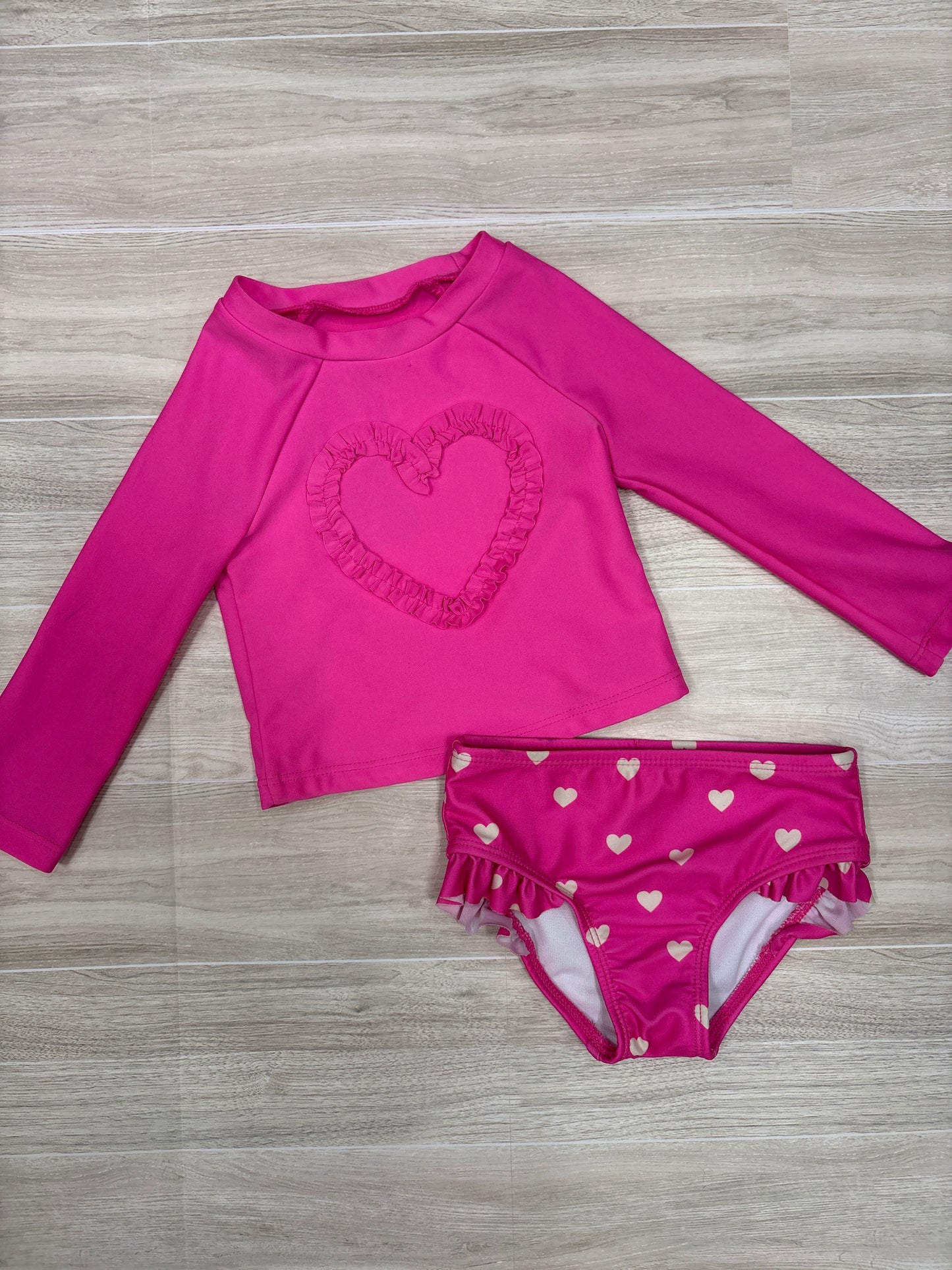 12m Hot Pink Heart 2 Piece Swim Set