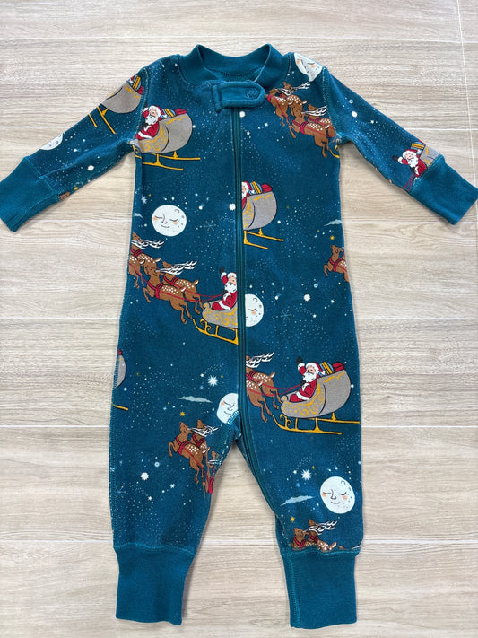 0-3m Hanna Anderson Blue Santa Pajama