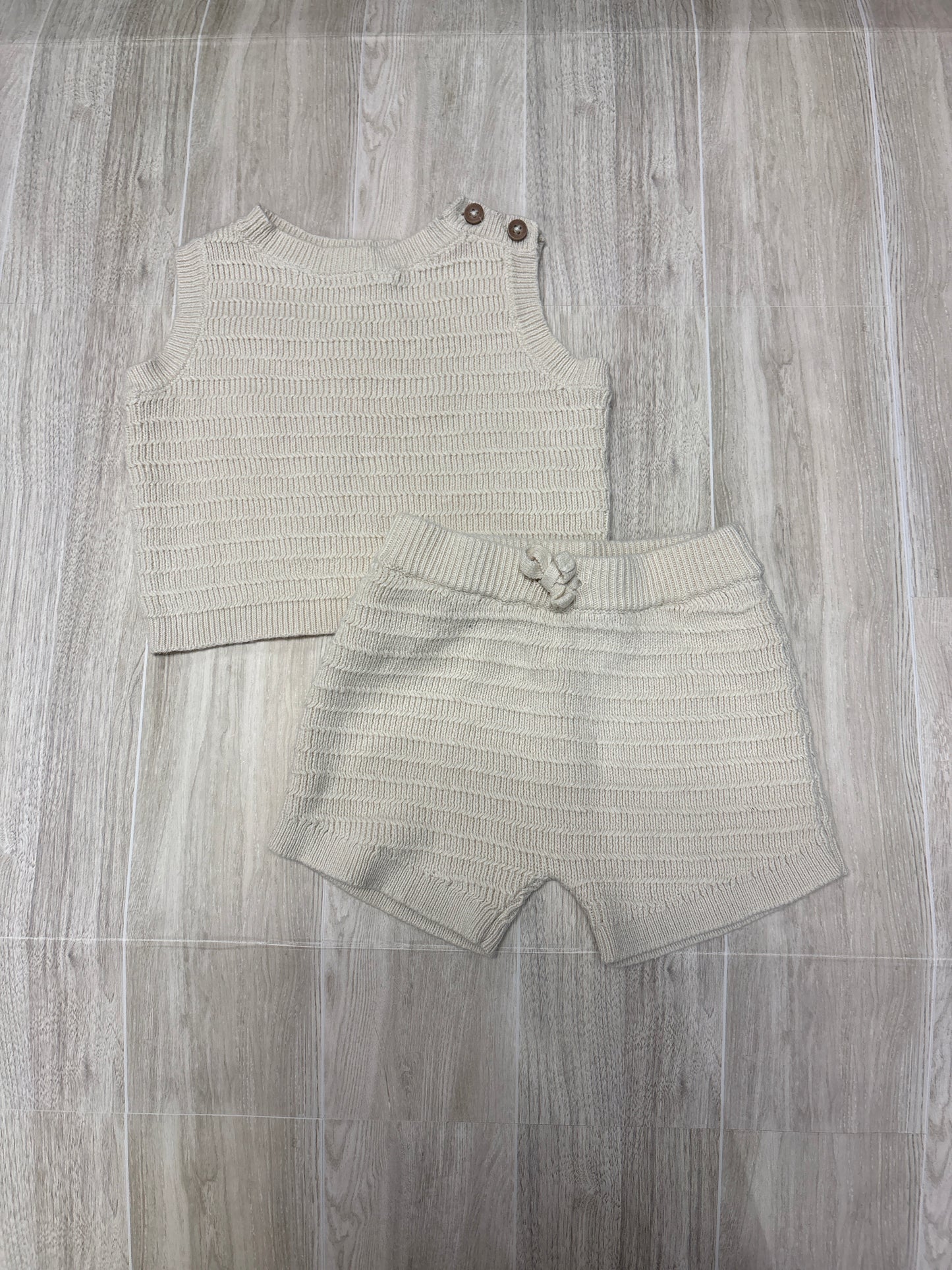 3m Knit Cream Tank + Shorts Lounge Set