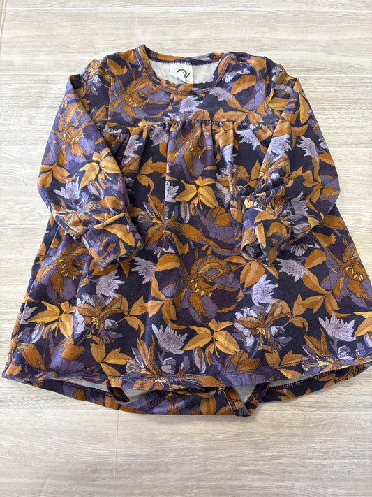 9-12m Purple Floral Long Sleeve Onesie Dress