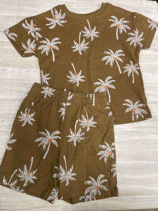 4T Camel Multi Palm Graphic Tee + Shorts Set