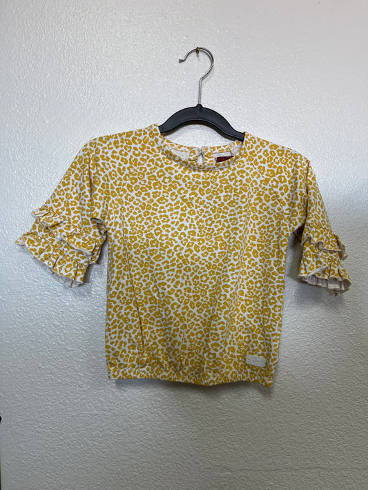 24m 7 for all Mankind Yellow Cheetah Shirt with Ruffle Sleeves