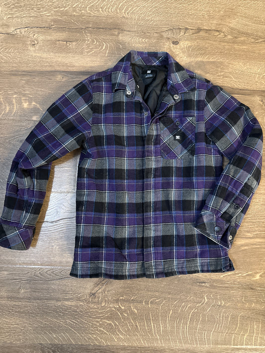 8/10 DC Purple/Black/Grey Plain Button Up Flannel