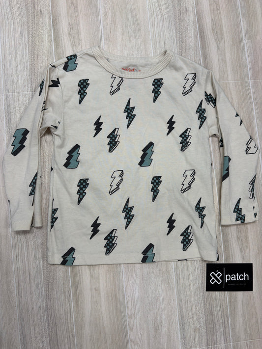 3T Turquoise Lightning Bolt Cream Long Sleeve