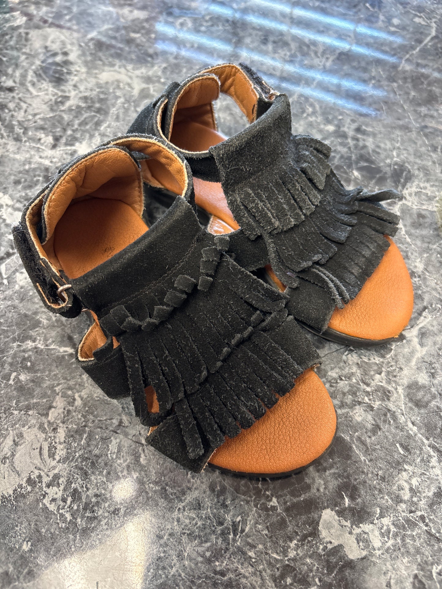 8c Black Tassle Sandals