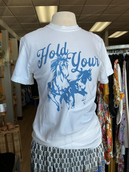 Womens Small Hold Your Horses Graphic Tee