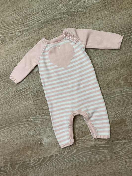 0-3m Cherokee Striped Heart Romper