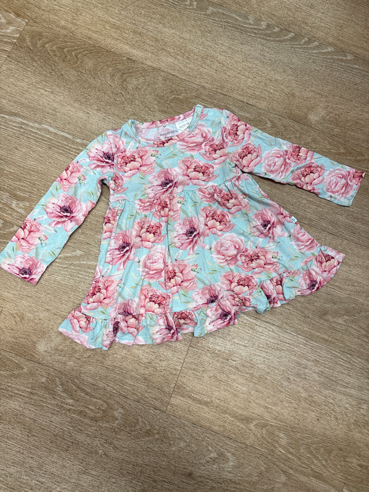 18-24m Posh Peanut Light Blue/Pink Longsleeve Bodysuit Dress