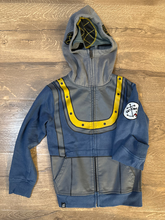 5 Volcom Blue/Grey/Yellow Futuristic Zip Up With Hood