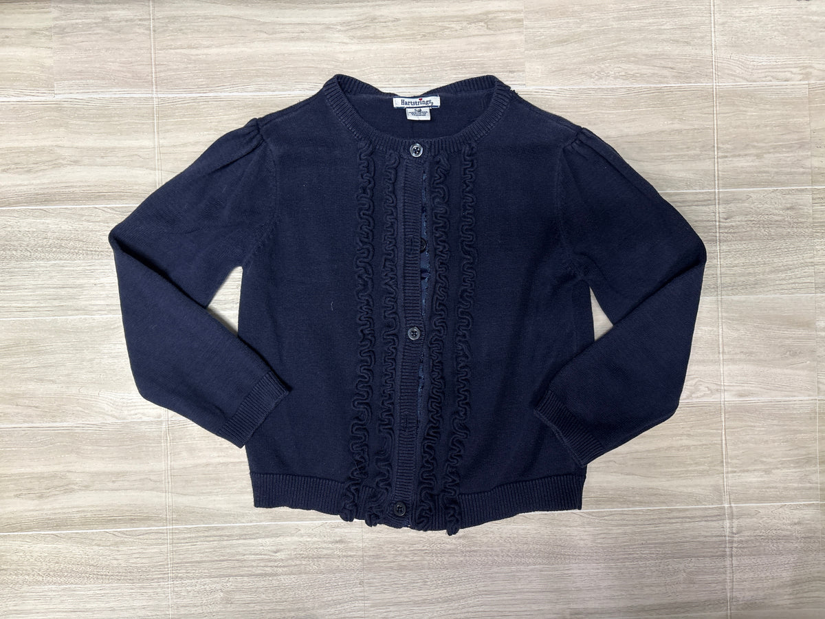 5/6 Navy Ruffle Button Cardigan