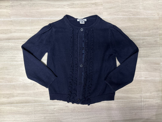 5/6 Navy Ruffle Button Cardigan