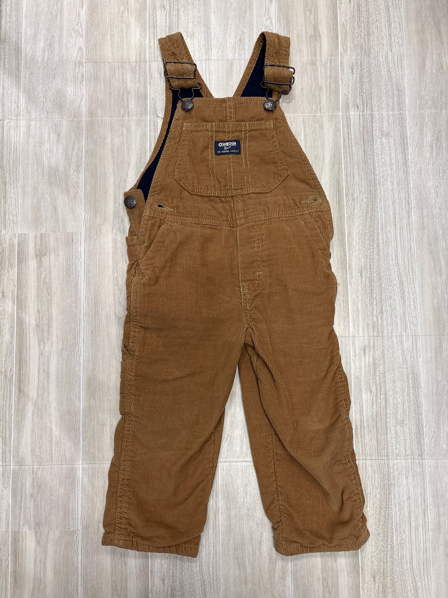 2T OshKosh Brown Corduroy Lined Overalls