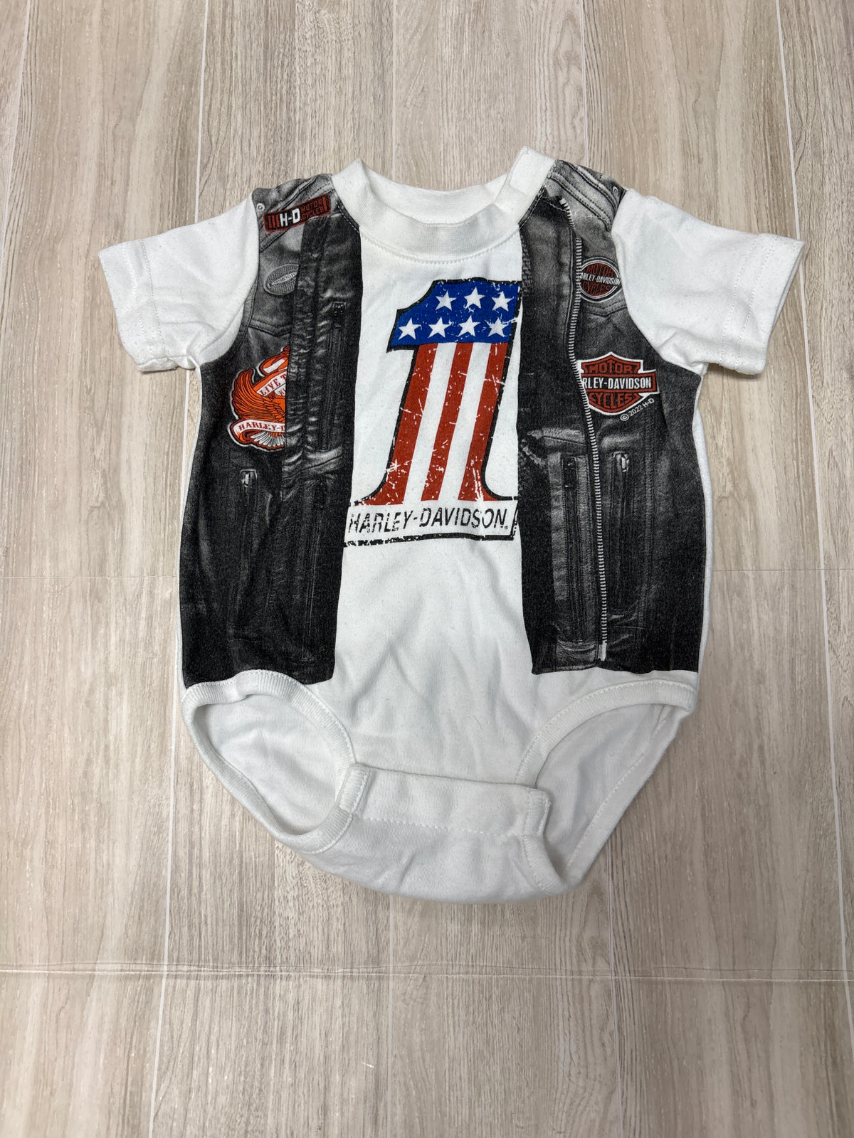 0-3m Harley Davidson Graphic Onesie